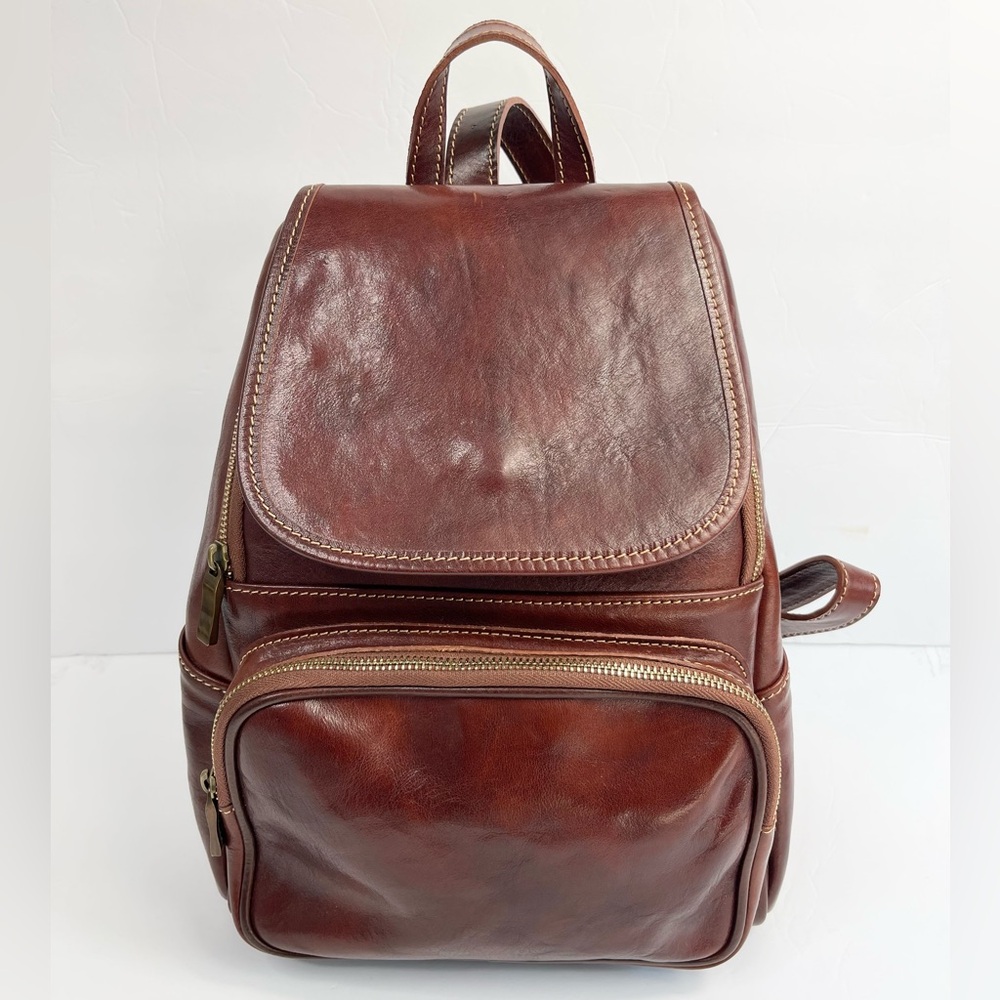 Men's Classic Tan Leather Backpack